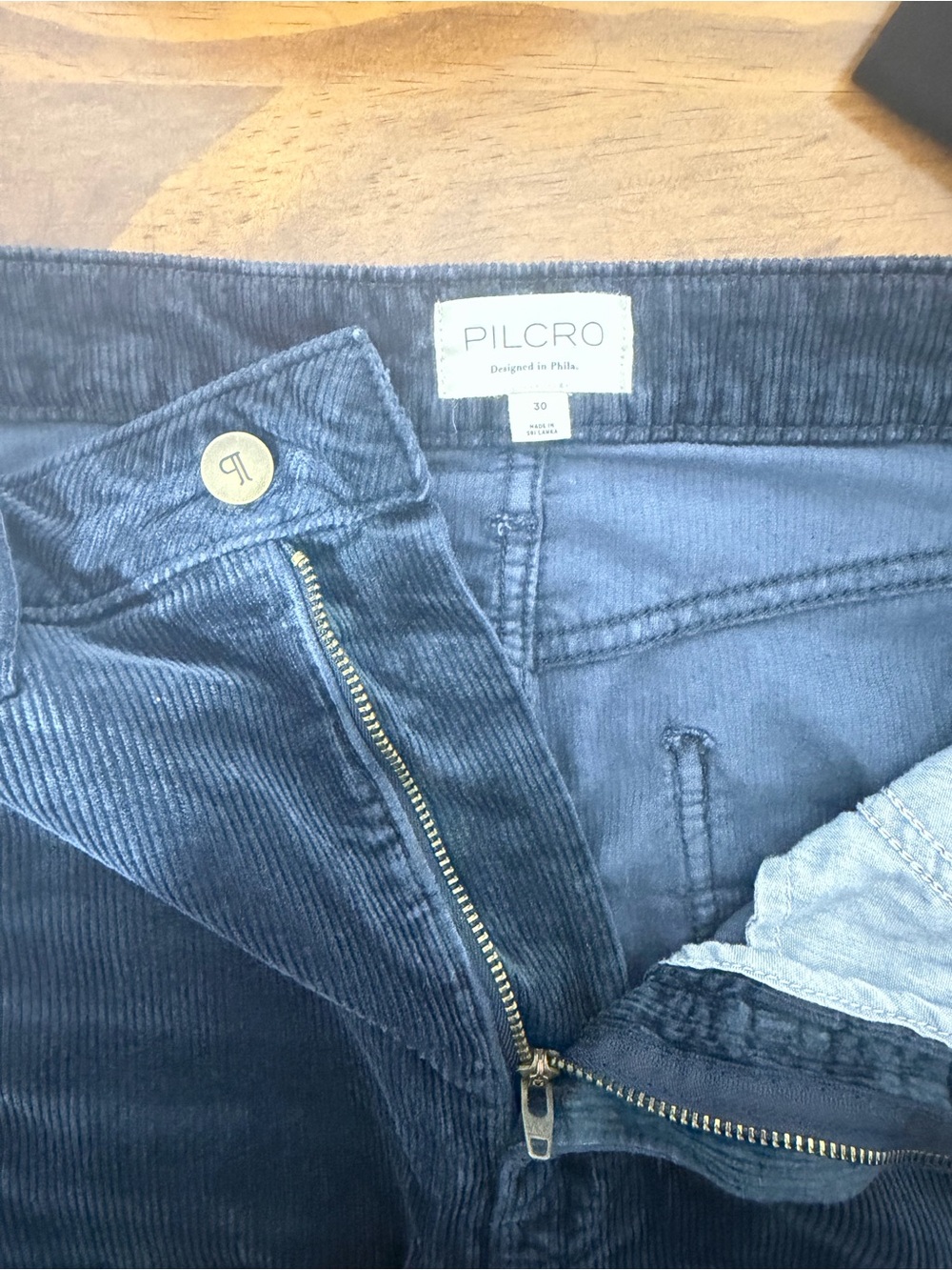 Anthropologie Pilcro Kenna Heritage Corduroy Barrel Pants Navy Size 30 - Picture 7 of 8